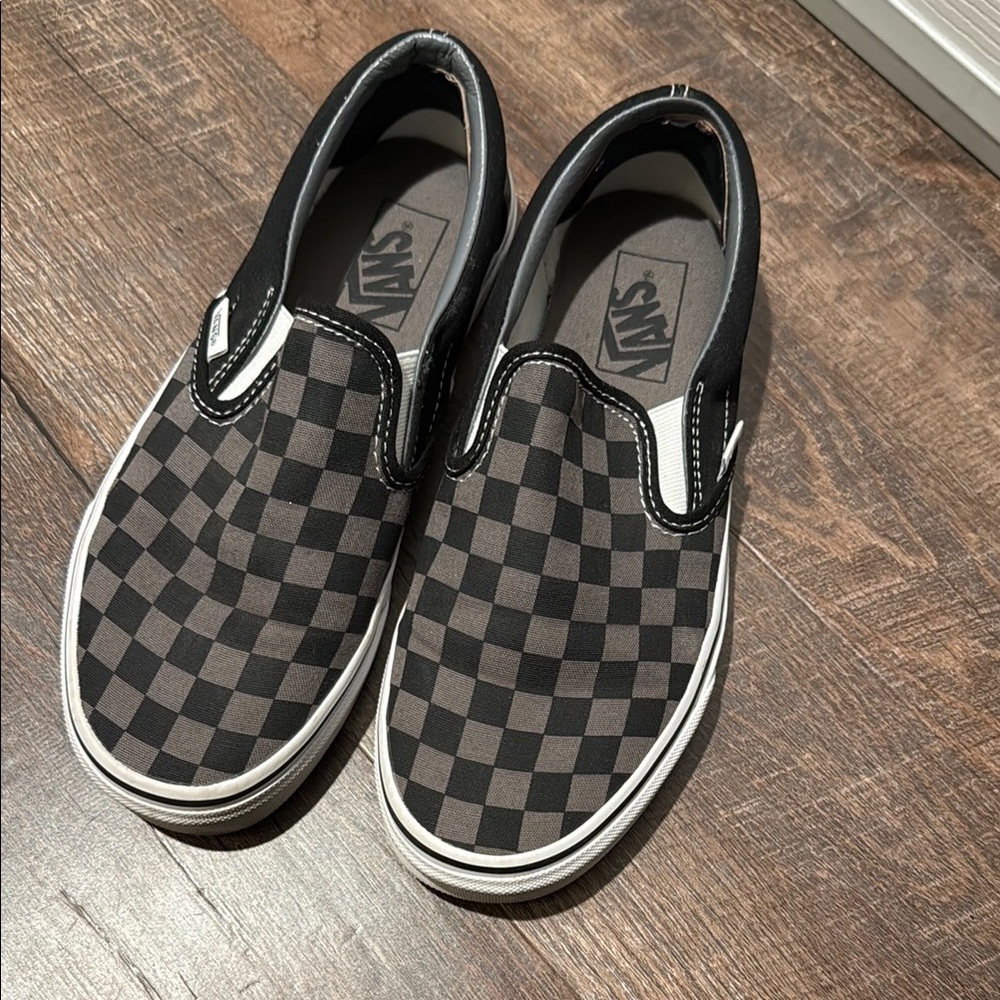Vans Black and Gray Classic Slip-On Sneakers
